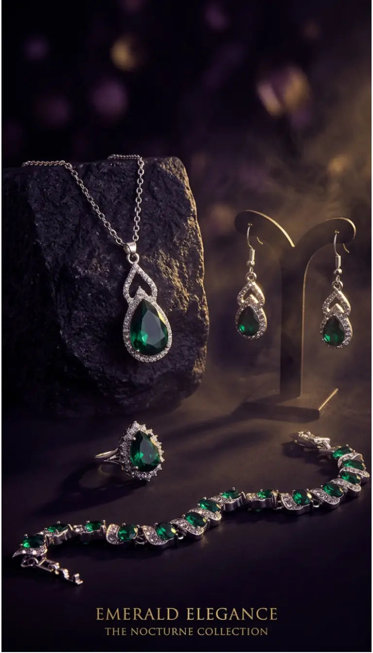 Light Luxury Zircon Necklace Earrings Open Ring Jewelry Suit Aurevia