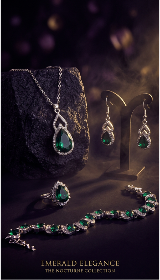 Light Luxury Zircon Necklace Earrings Open Ring Jewelry Suit