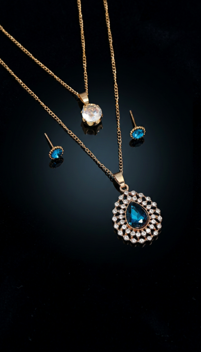 Encrusted Necklace And Earrings Set