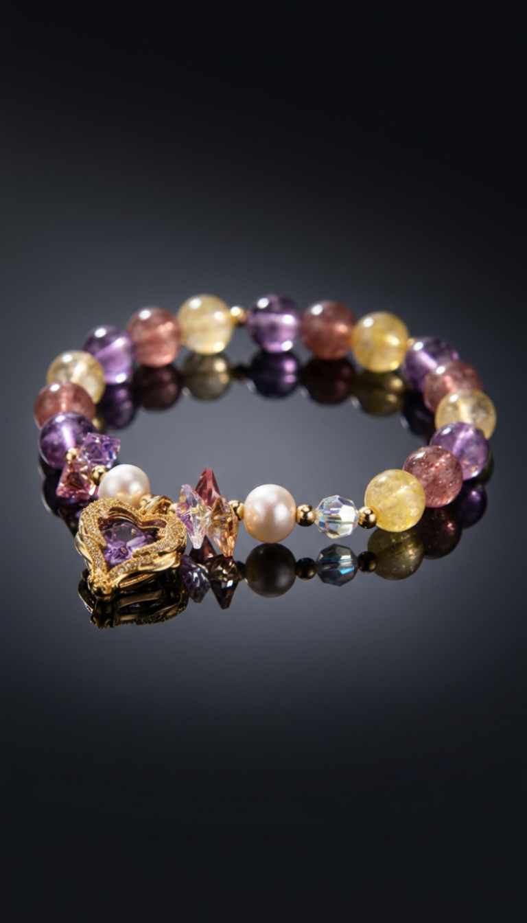 Women's Fashion Rose Red Tigereye Crystal Bracelet