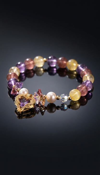 Women's Fashion Rose Red Tigereye Crystal Bracelet