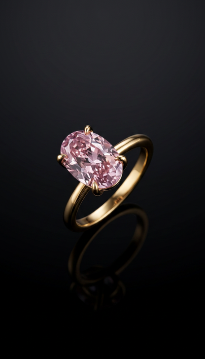 S925 Sterling Silver Gold Plated Imported High Carbon Rhinestone Ring